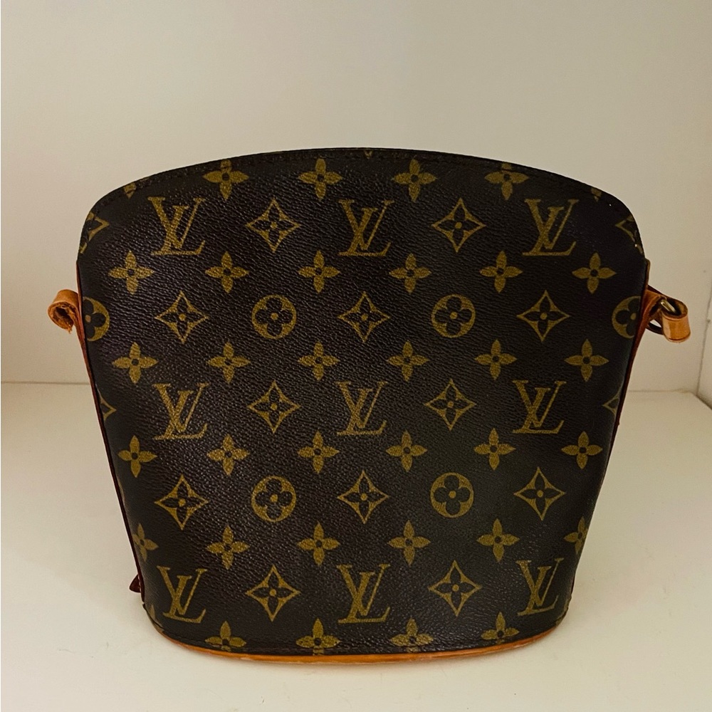Pre-owned Louis Vuitton Drouot Monogram Crossbody Purse LV Bag Brown Zip